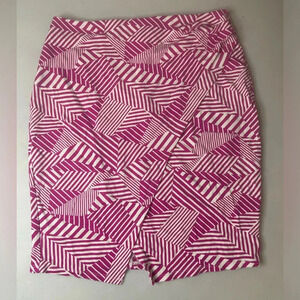 Ambar Geometric Print Tulip Pencil Faux Wrap‎ Skirt Size 8